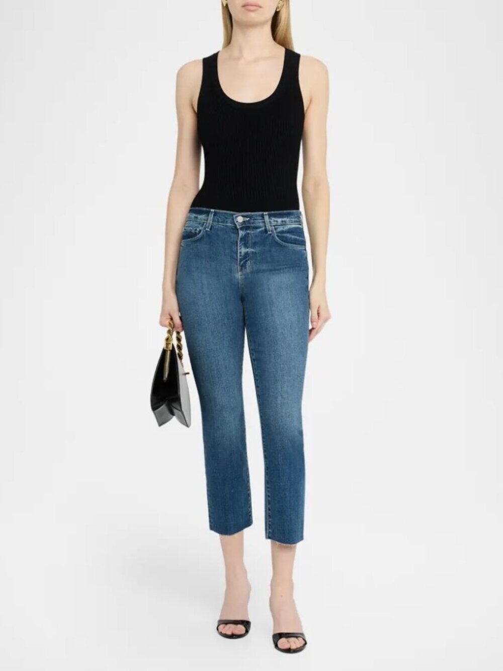 L'Agence Sada High Rise Cropped Slim-Leg Raw-Hem Ankle Jeans - Cambridge - NWT - Picture 5 of 8
